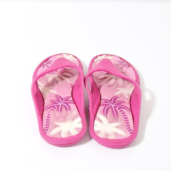Pink Tropical Palm Tree Cushioned Flip Flops - Picture 7 of 9